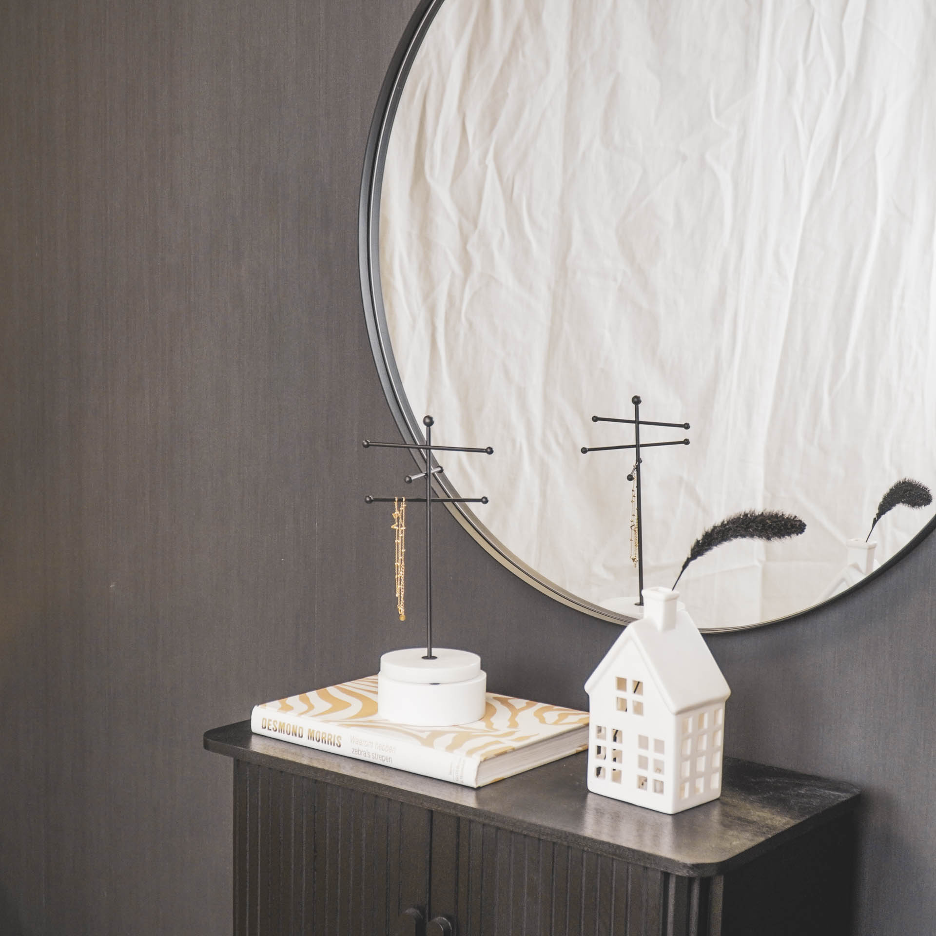 Peegel - Ümmargune - Must - 80x3x80cm