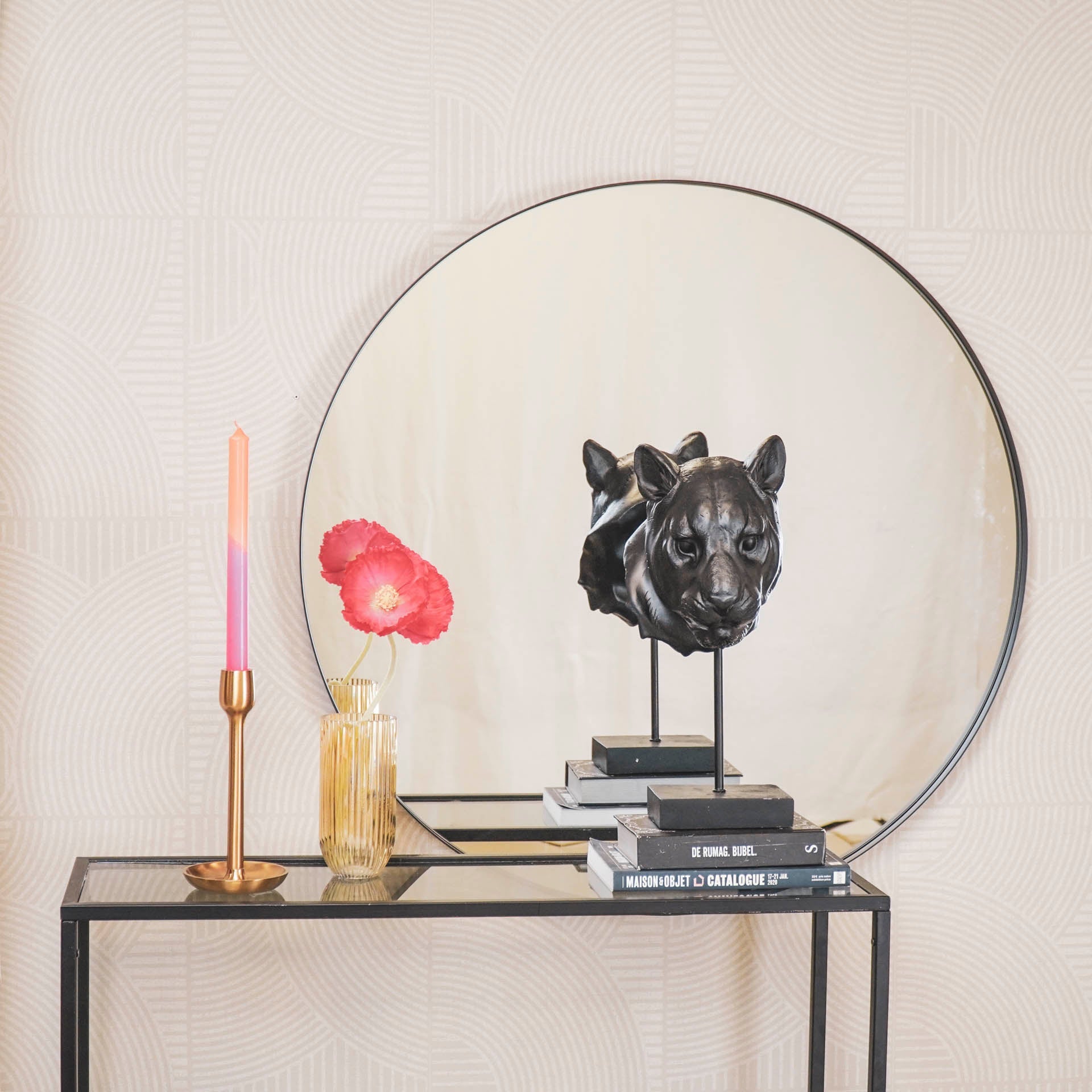 Peegel - Ümmargune - Must - 80x3x80cm