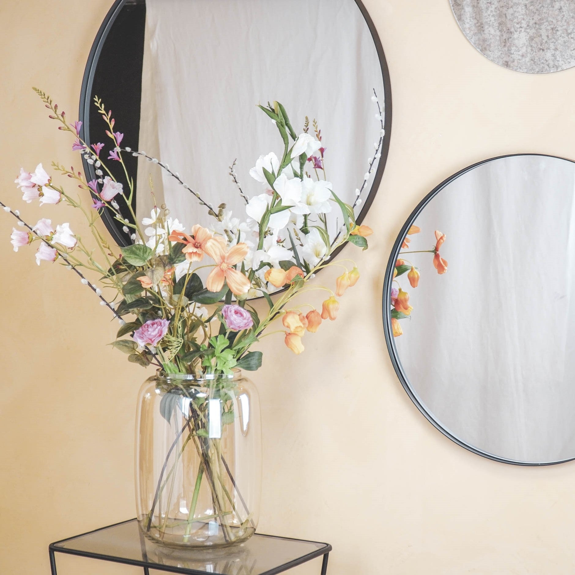 Peegel - Ümmargune - Must - 80x3x80cm