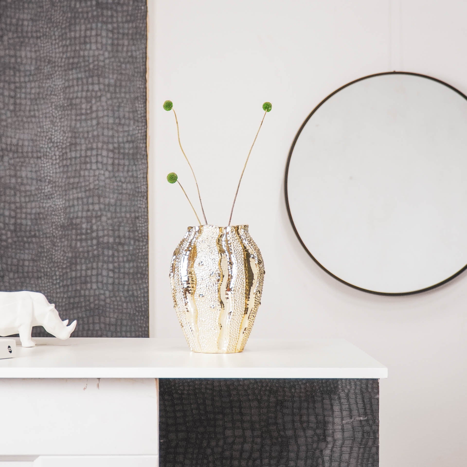 Keraamiline vaas- Kuldne - 15,8x15,8x20,7cm