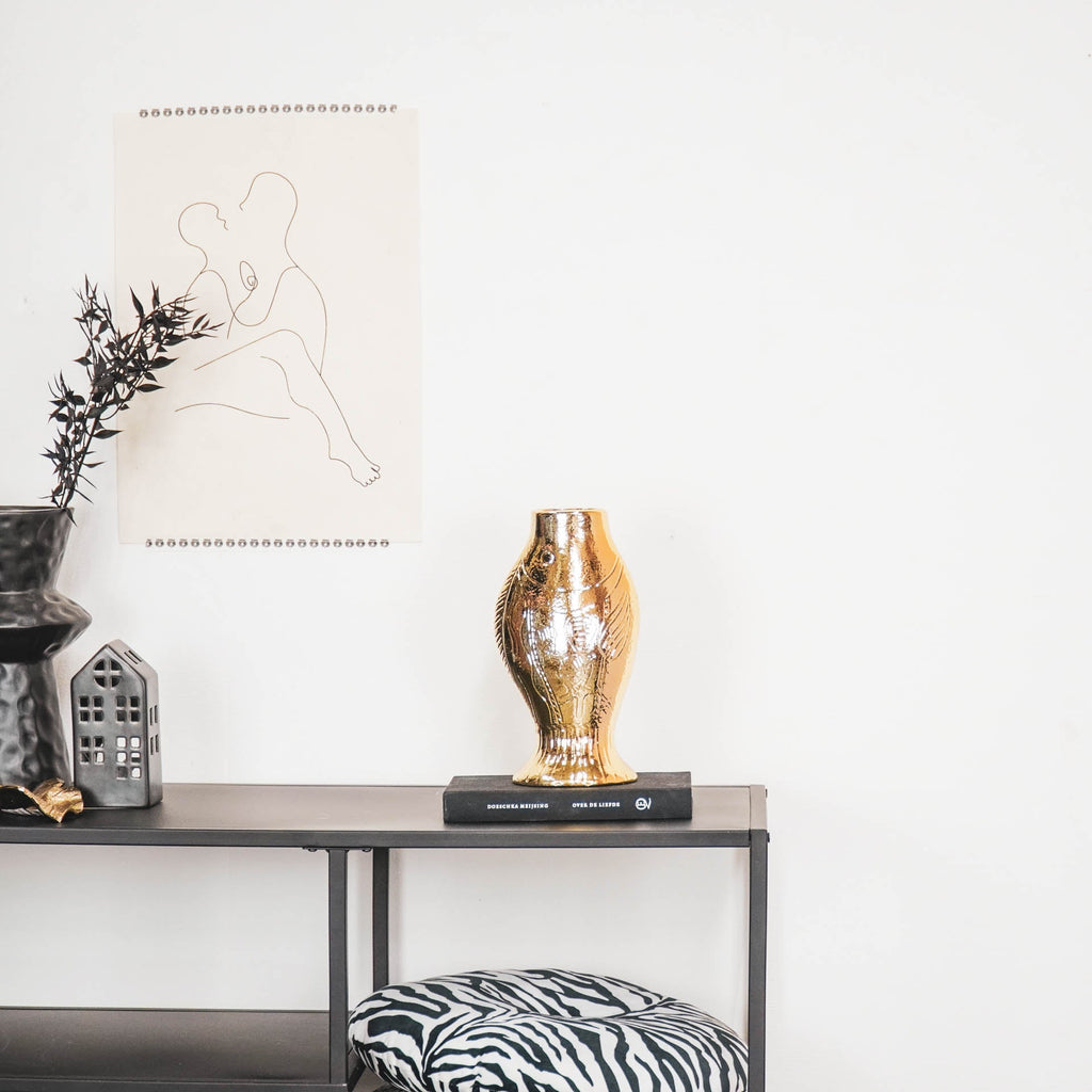 Vaas - Kala - Kuldne - 13,5x10x25cm