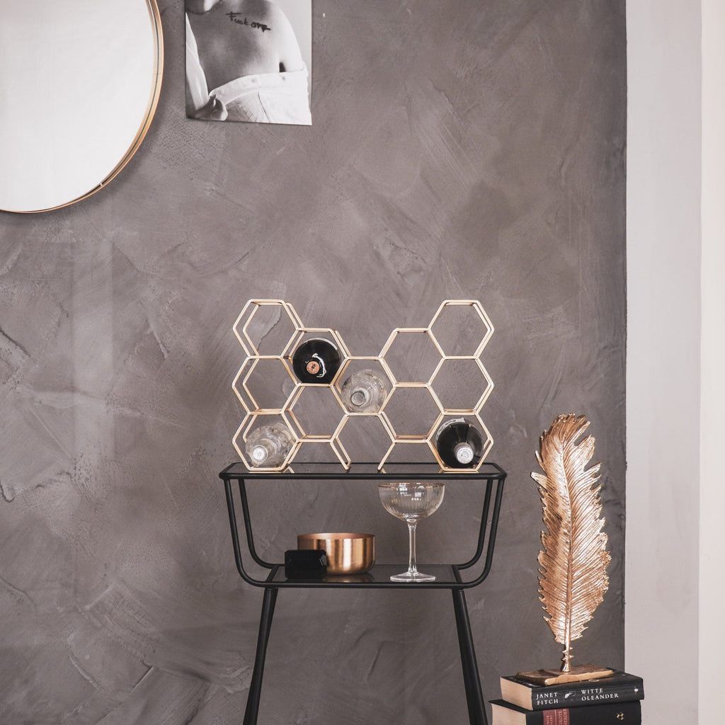 Veinipudeliriiul - kuldne - 11 pudelit - 44,5x15,5x29cm