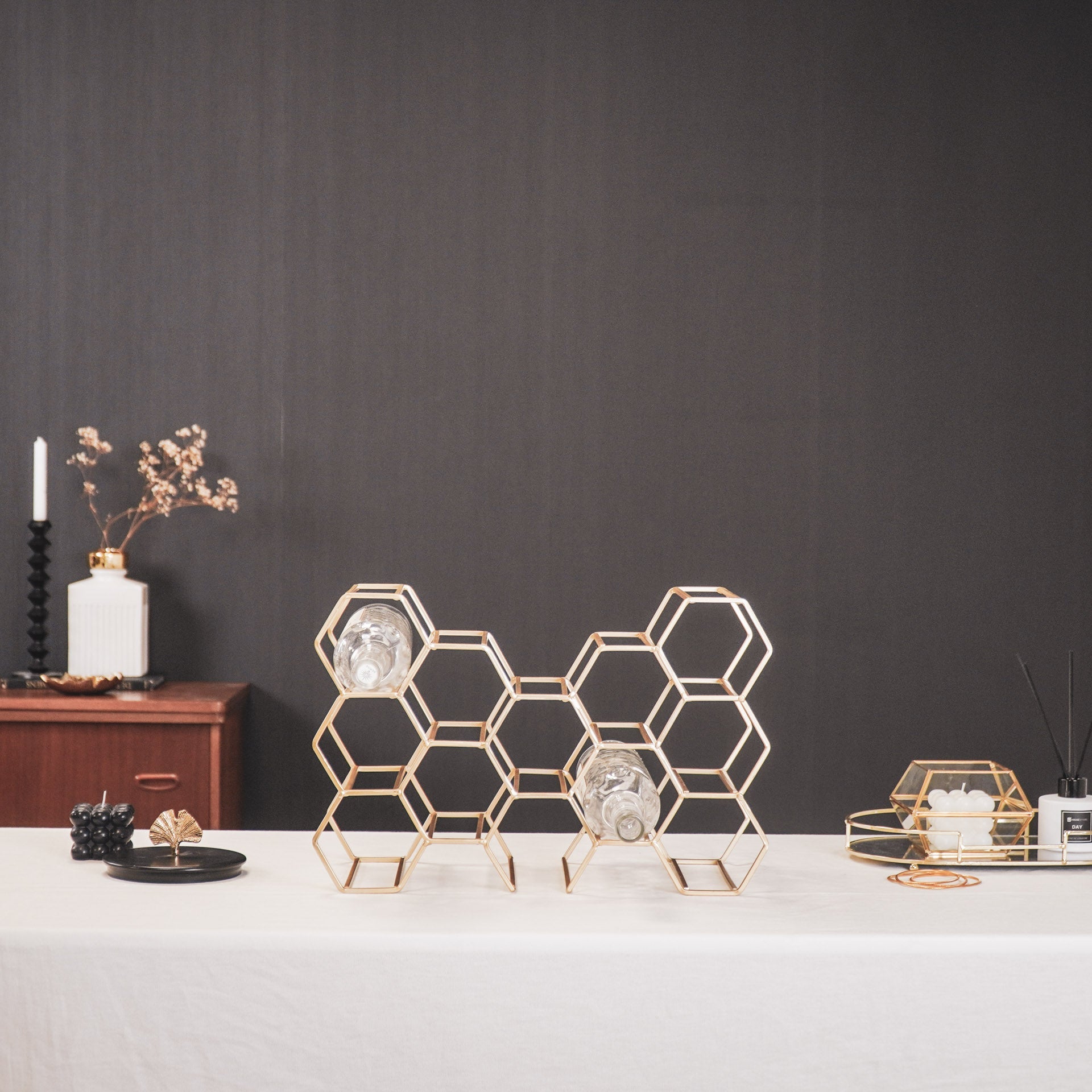 Veinipudeliriiul - kuldne - 11 pudelit - 44,5x15,5x29cm