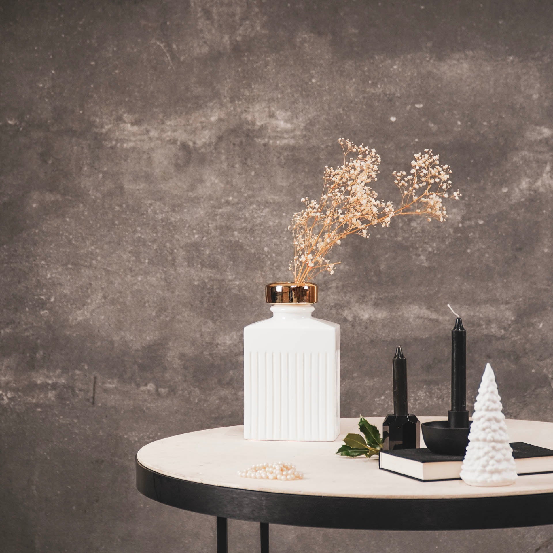 Vaas - Home de Cologne - Valge/Kuldne - 14,5x9x25cm