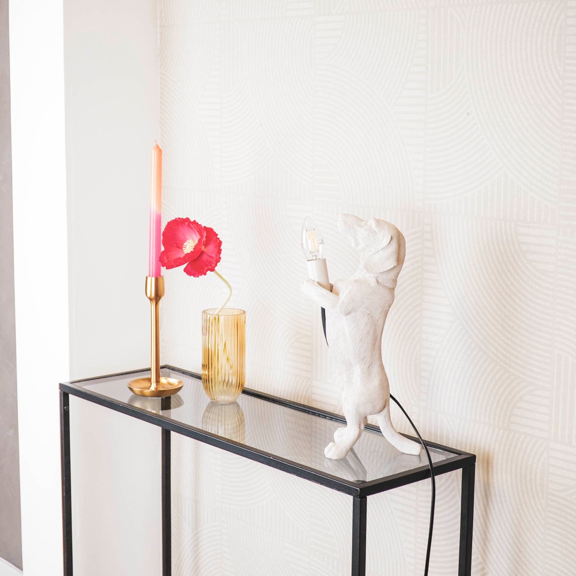 Taksikoera lamp- Liivatooni - 10x15x38cm