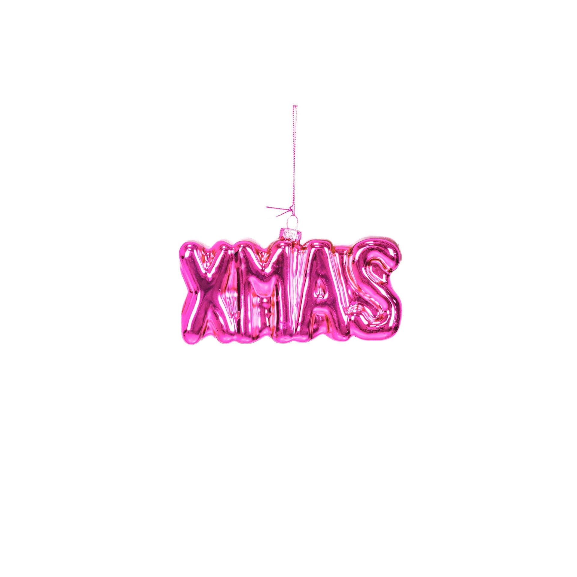 Xmas Hanger XMAS - roosa - klaasist - 4,5x3,5x7,5cm