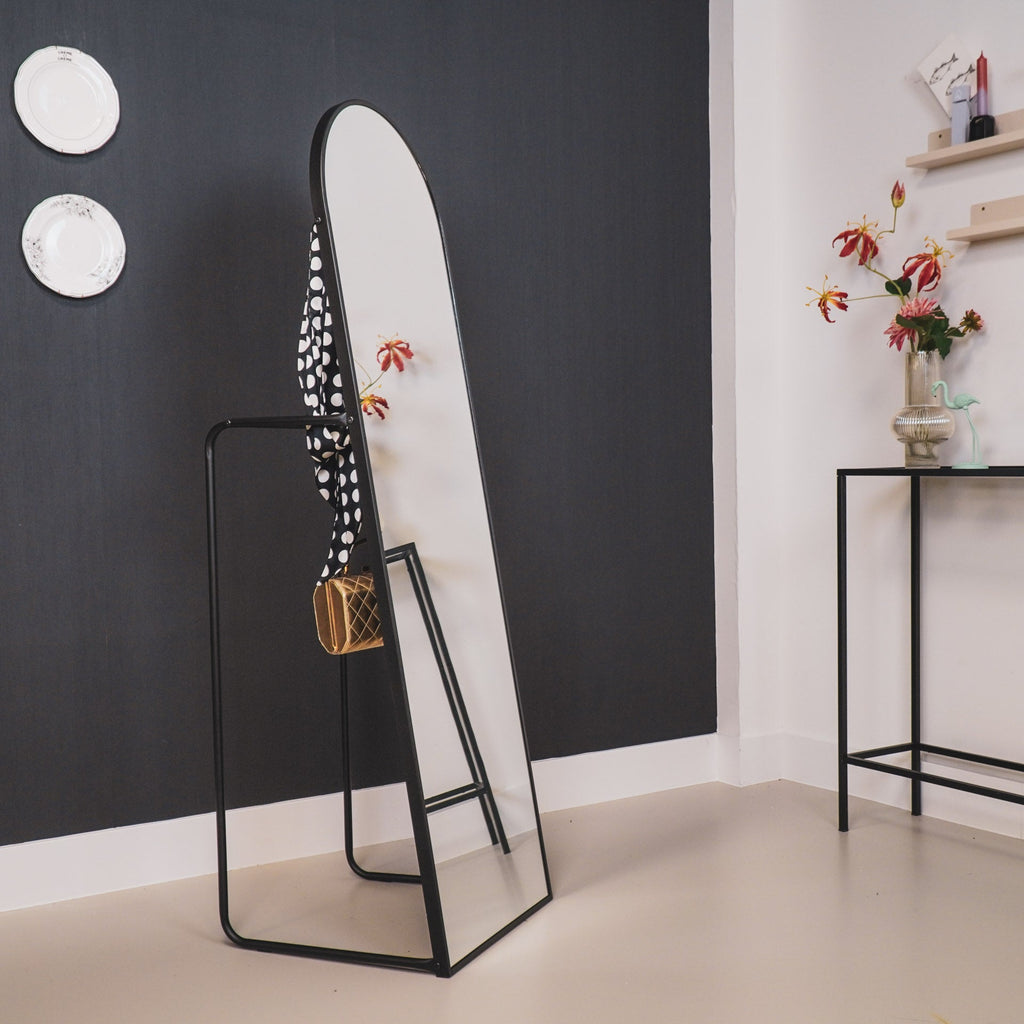 Peegel-riidepuu - must - 45x43x150cm