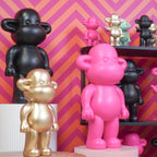 Monkey Figurine 'The Legend'- Pink - 33x21x50cm