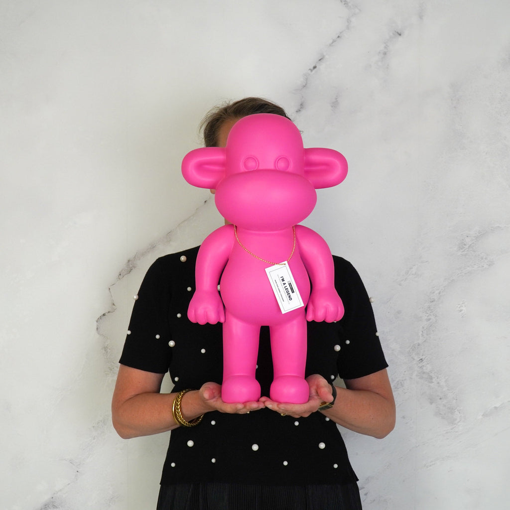 Monkey Figurine 'The Legend'- Pink - 33x21x50cm