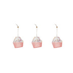 Xmas Hangers- 3 Cupcakes-roosa/ Disco Dip - S3 - 6cm