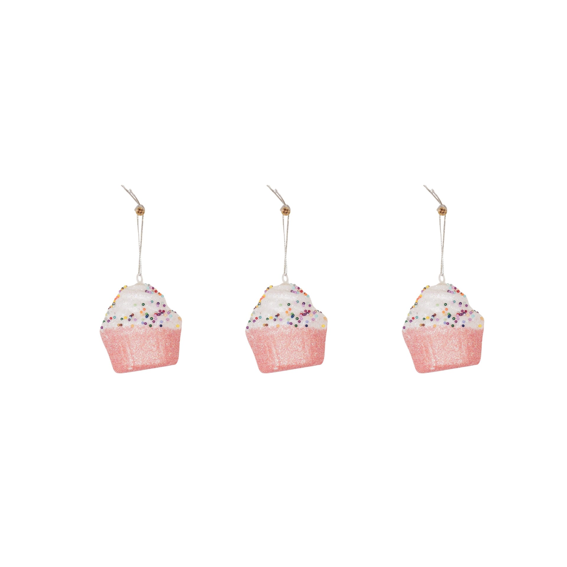 Xmas Hangers- 3 Cupcakes-roosa/ Disco Dip - S3 - 6cm