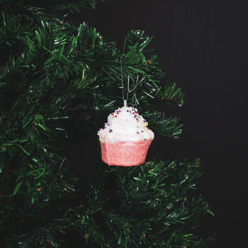 Xmas Hangers- 3 Cupcakes-roosa/ Disco Dip - S3 - 6cm