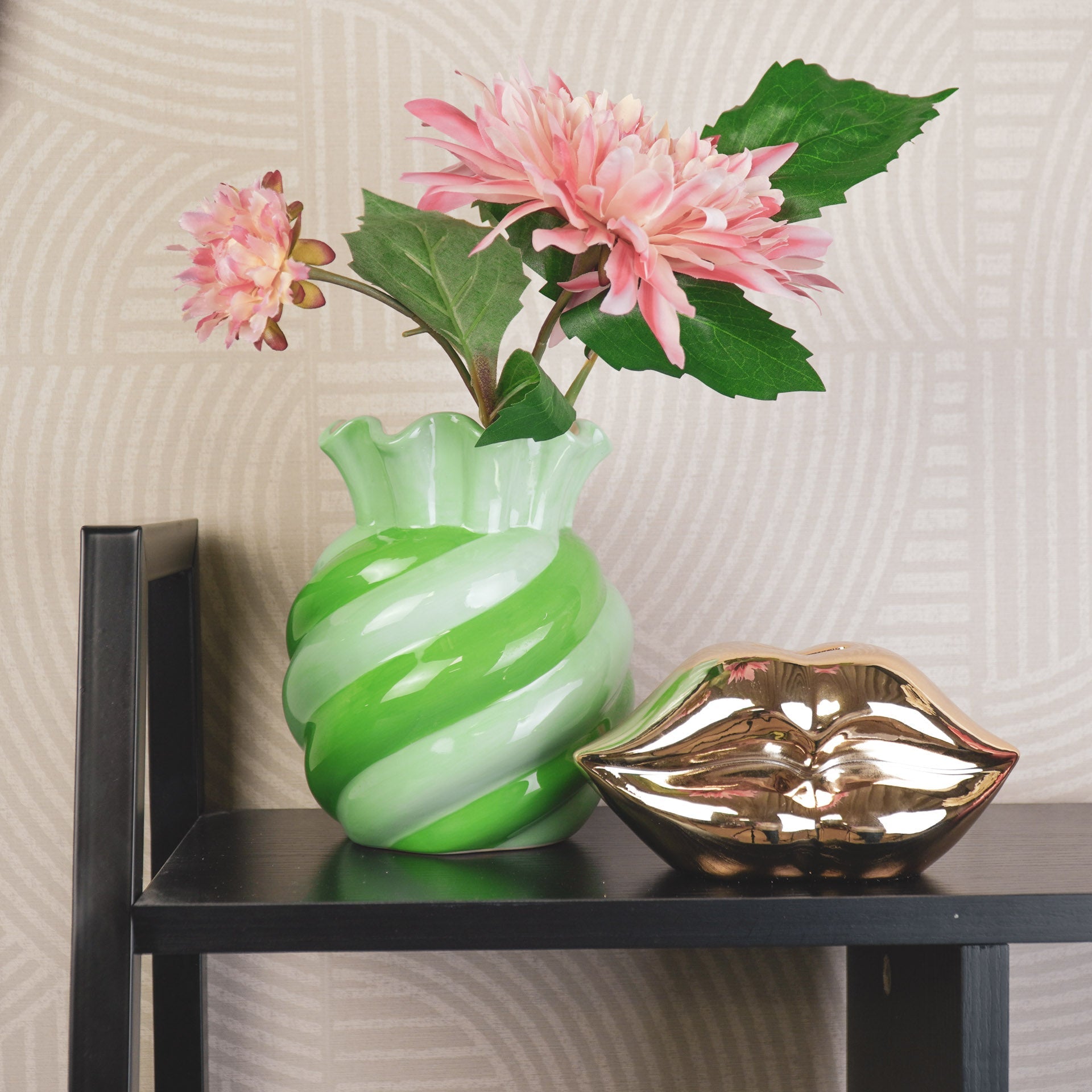 Swirl - piparmünt/roheline - 13x13x15.5cm