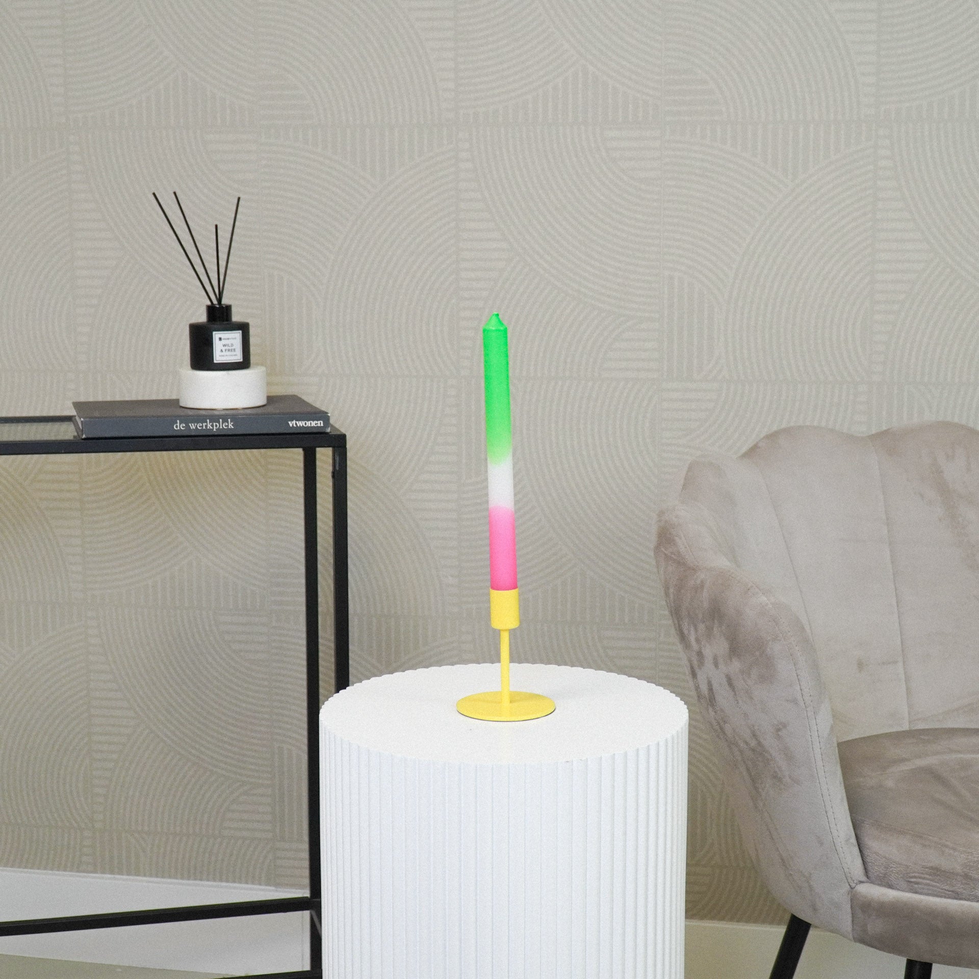 Küünlajalg - Neoonkollane - 8x8x10cm