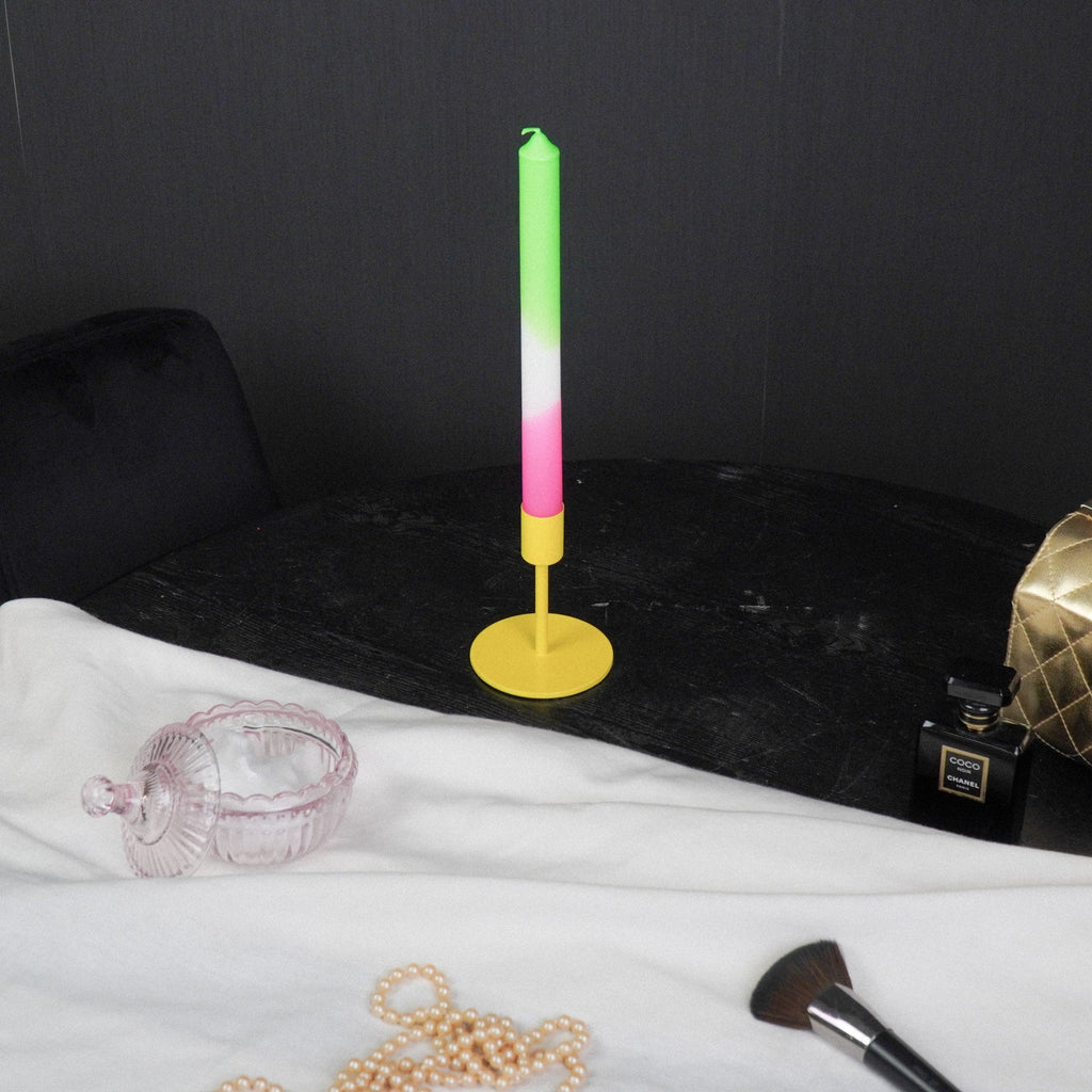 Küünlajalg - Neoonkollane - 8x8x10cm