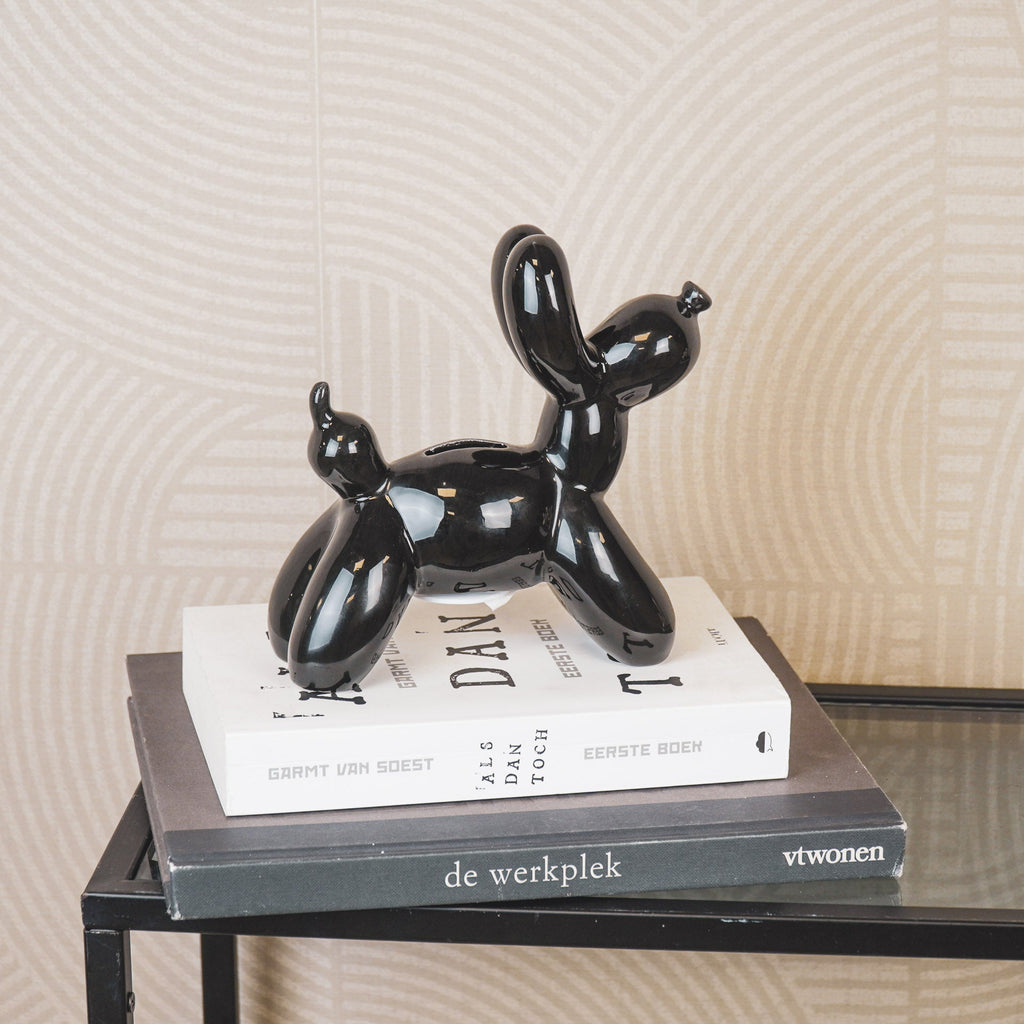 Money Bank Balloon Dog- Black-17x7x17cm