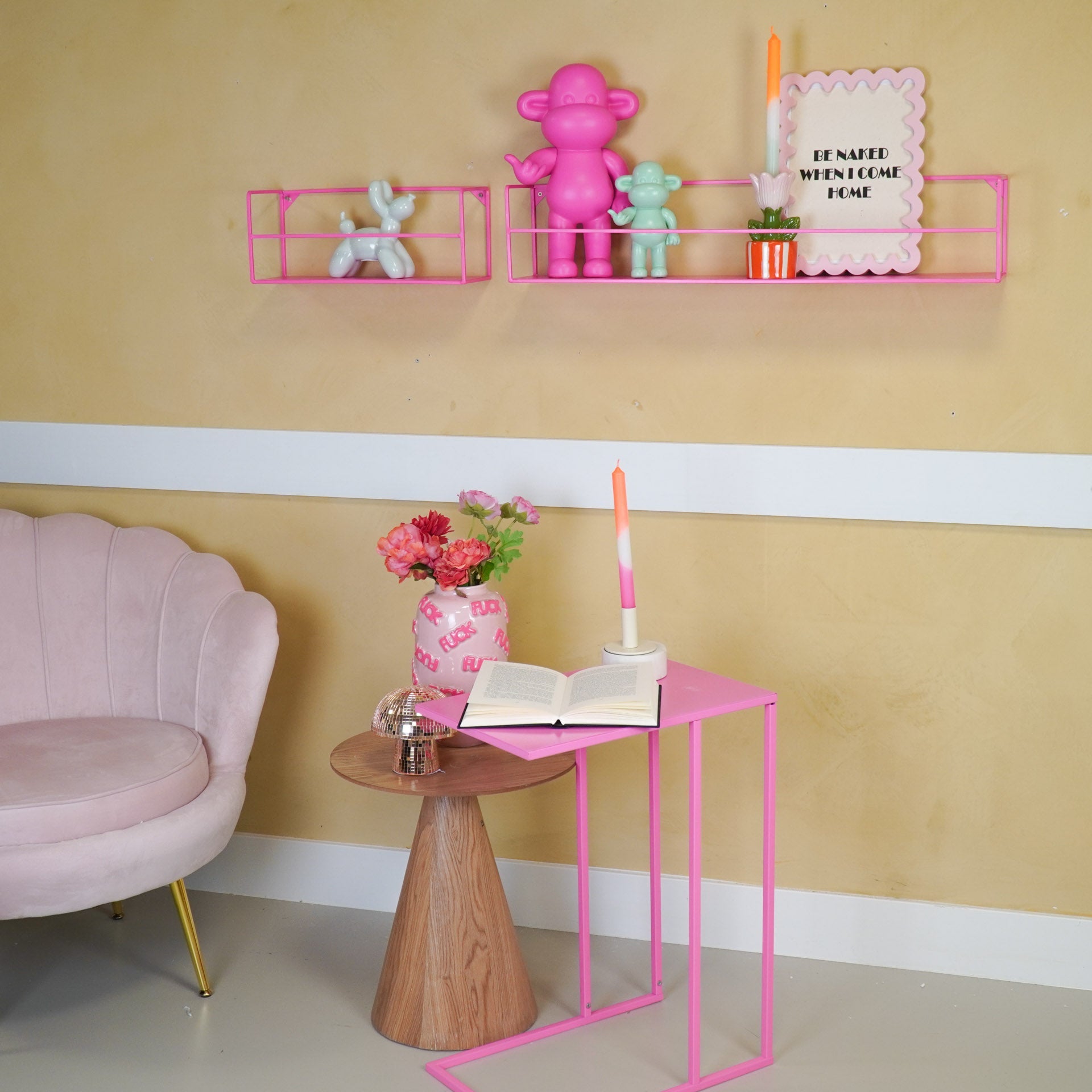 Seinariiul - neoonroosa - 2 tk komplekt - 40|80x14x16cm