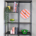 Seinakell - triibuline muster - oranž/roosa - 34x4x34cm