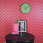 Seinakell - plokkmustriga - roheline/roosa - 34x4x34cm