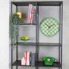 Seinakell - plokkmustriga - roheline/roosa - 34x4x34cm