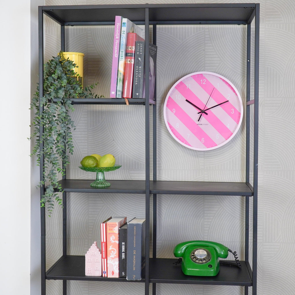 Seinakell - triibuline muster - roosa - 35x35x4cm