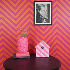 Seinakell Kägu - triibuline muster/roosa - 24x27x9cm