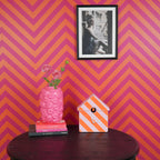 Seinakell Kägu - Mustriga - Oranž/Roosa - 24x27x9cm