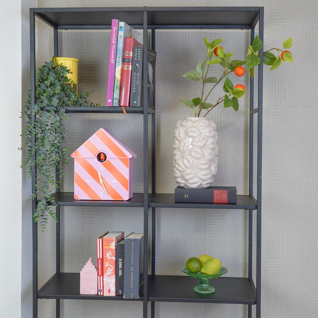 Seinakell Kägu - Mustriga - Oranž/Roosa - 24x27x9cm