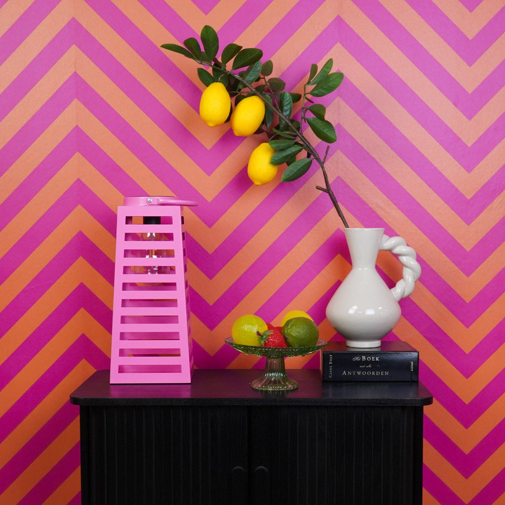 Latern päikeseenergial töötav - Roosa - 14x32,5cm