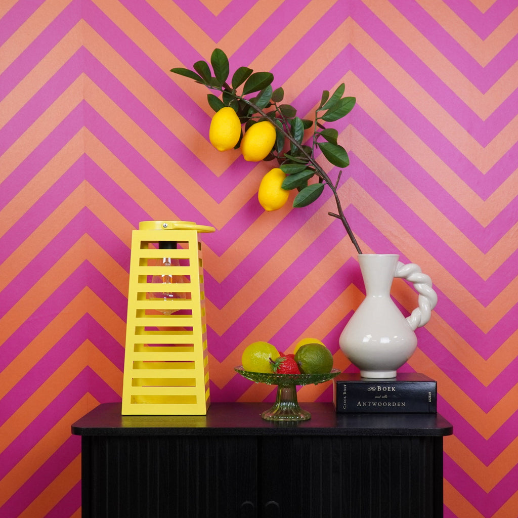 Latern päikeseenergial töötav - Kollane - 14x32,5cm