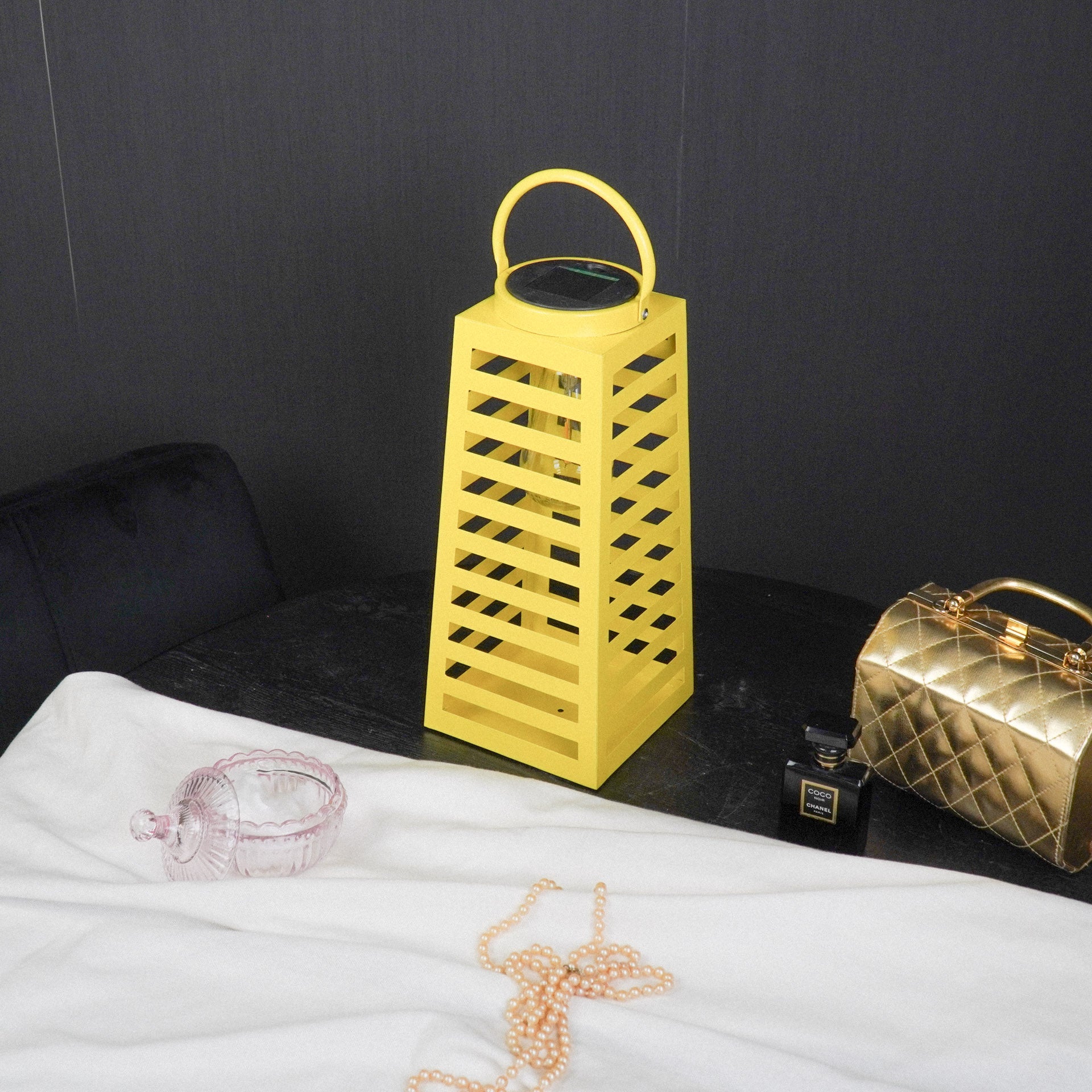 Latern päikeseenergial töötav - Kollane - 14x32,5cm