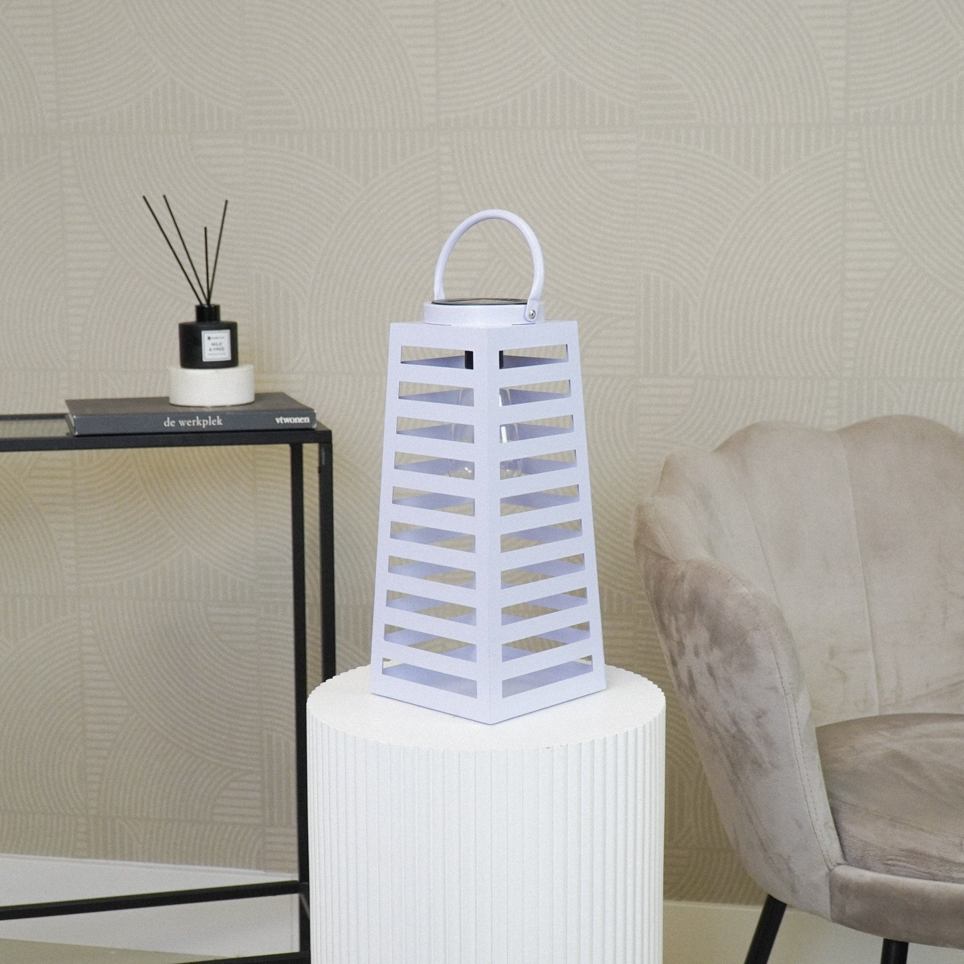 Latern päikeseenergial töötav - Lila - 14x32,5cm