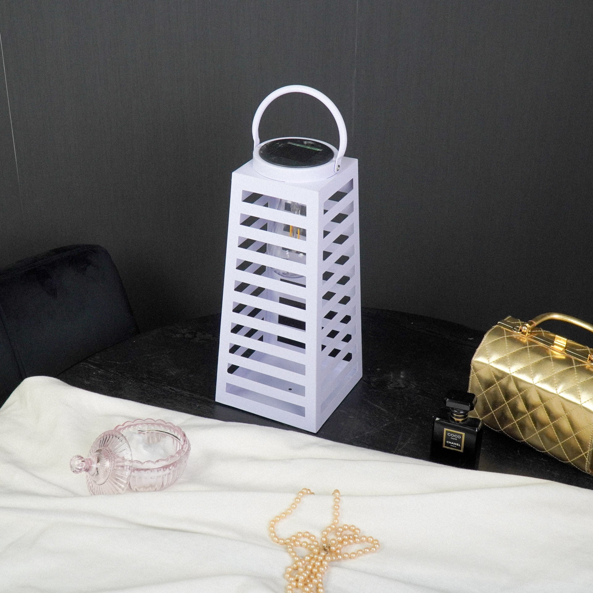 Latern päikeseenergial töötav - Lila - 14x32,5cm