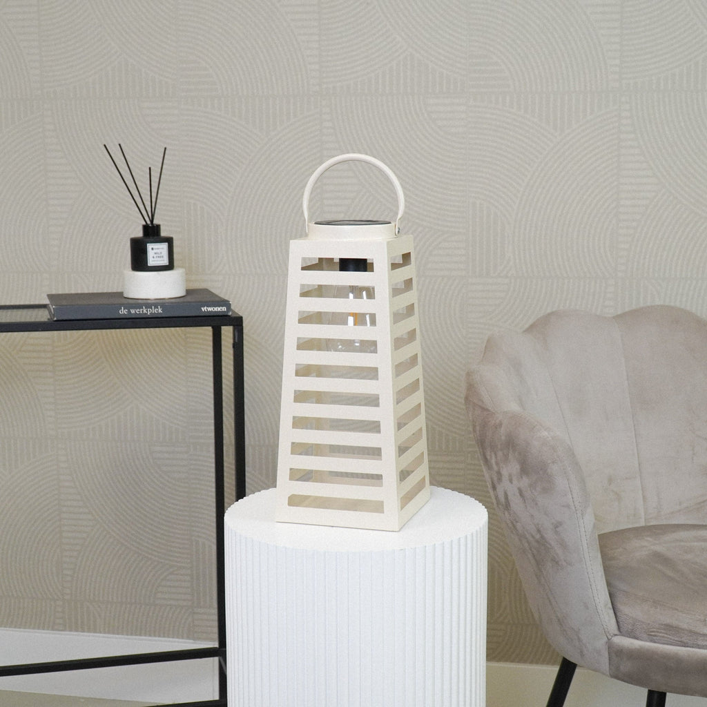 Latern päikeseenergial töötav - Liivatooni - 14x32,5cm