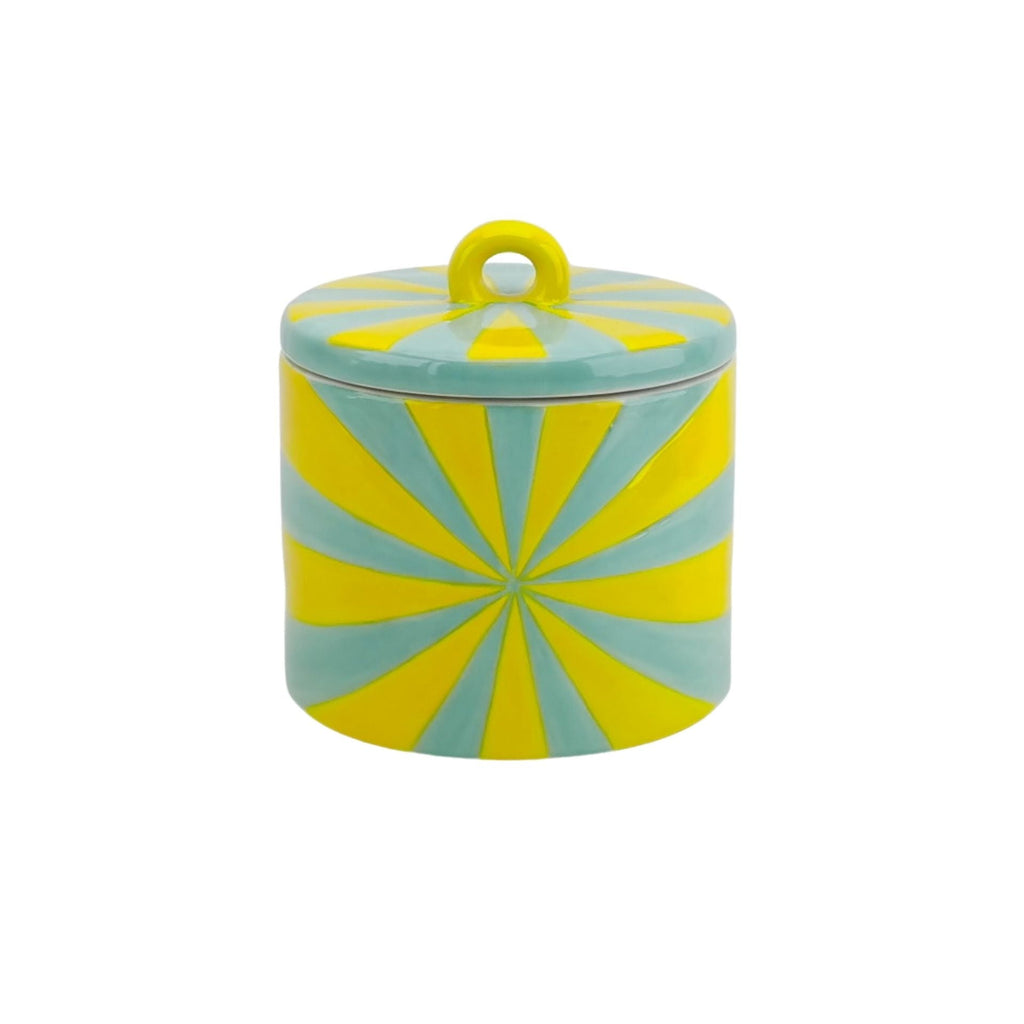 Deco Jar - Swirl -  Yellow/Mint - 11x11x11,5cm