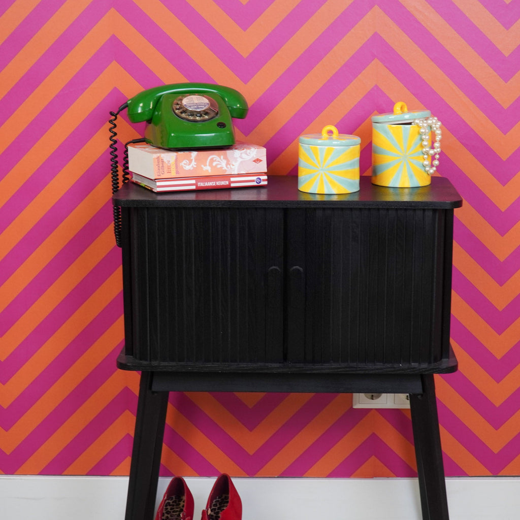 Deco Jar - Swirl -  Yellow/Mint - 11x11x11,5cm