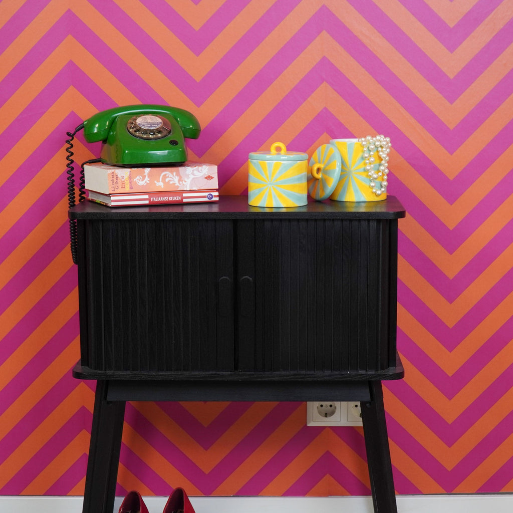 Deco Jar - Swirl -  Yellow/Mint - 11x11x11,5cm