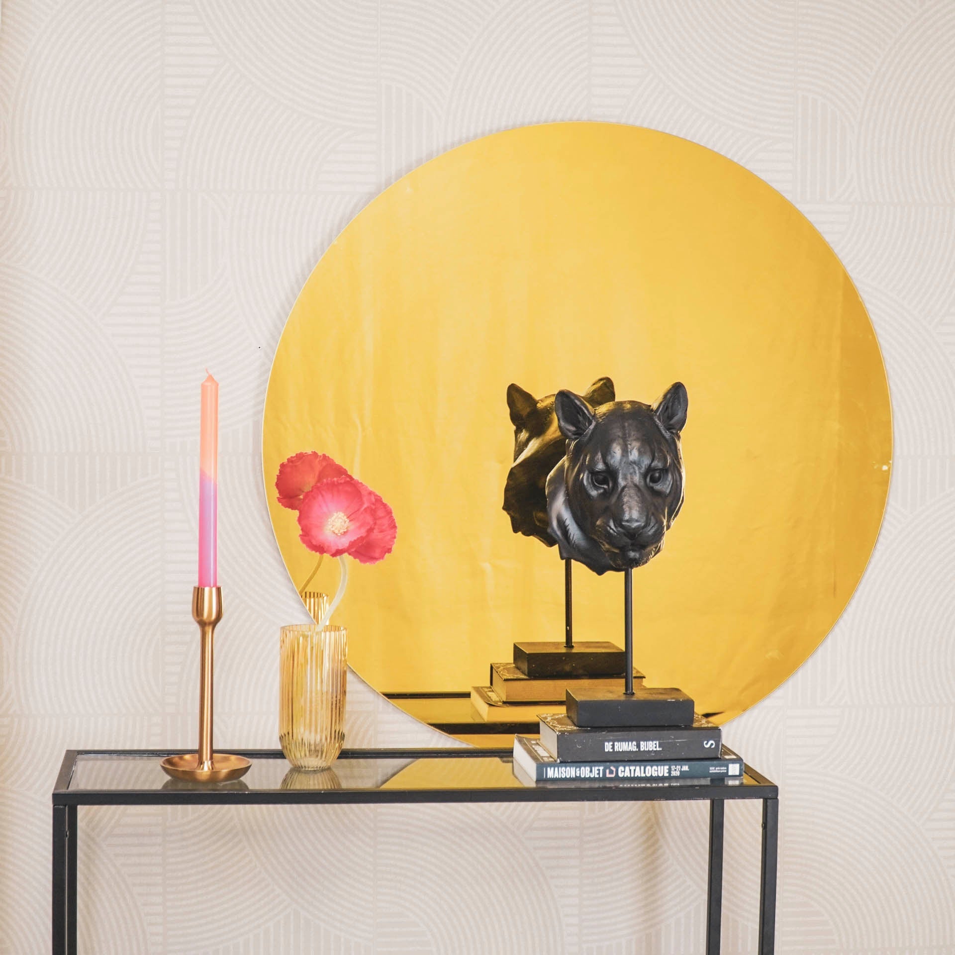 Peegel - kuldne klaas - 80x1x80cm